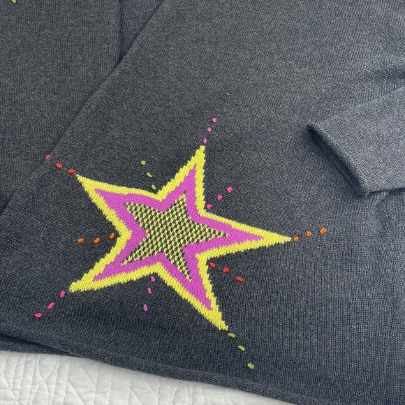 Zaket & Plover •M/L• Knit/Embroidered Star Cotton/Cashmere Blend Cardigan - Picture 2 of 10